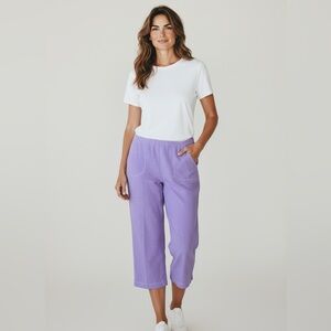 Alfred Dunner Lavender Pull-On Linen-Blend Capris